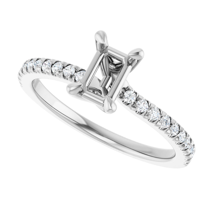 Semi-Set 1/6 CTW Emerald Engagement Ring (6 X 4 Mm) - gallery - Series 127283