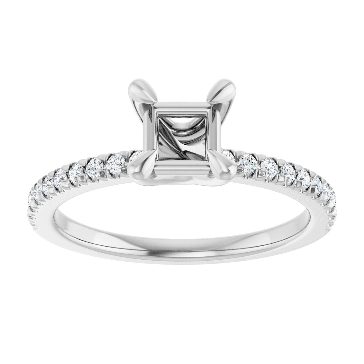 Semi-Set 1/6 CTW Square Engagement Ring (4.5 X 4.5 Mm) - gallery - Series 127283