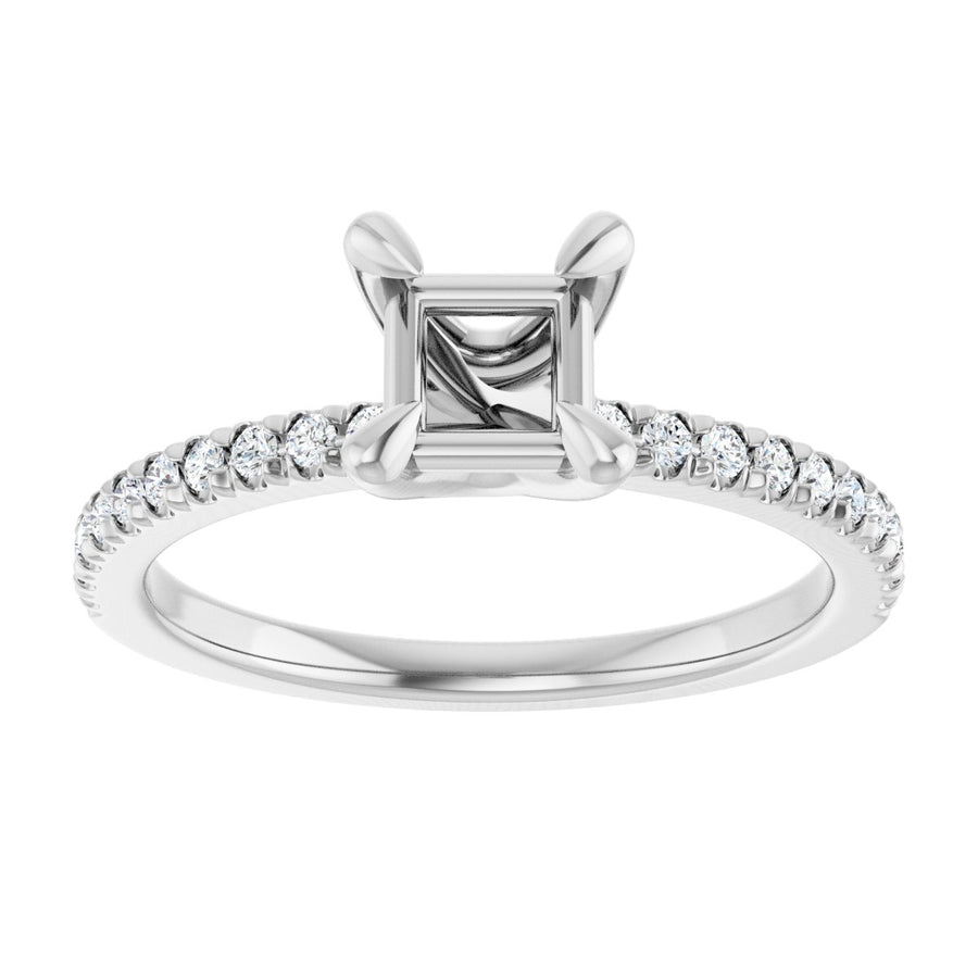 Semi-Set 1/6 CTW Square Engagement Ring (4.5 X 4.5 Mm) - gallery - Series 127283