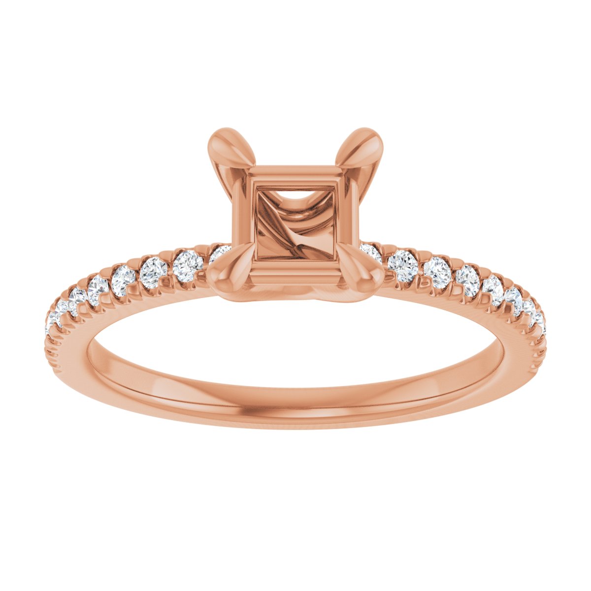 Semi-Set 1/6 CTW Square Engagement Ring (4.5 X 4.5 Mm) - gallery - Series 127283