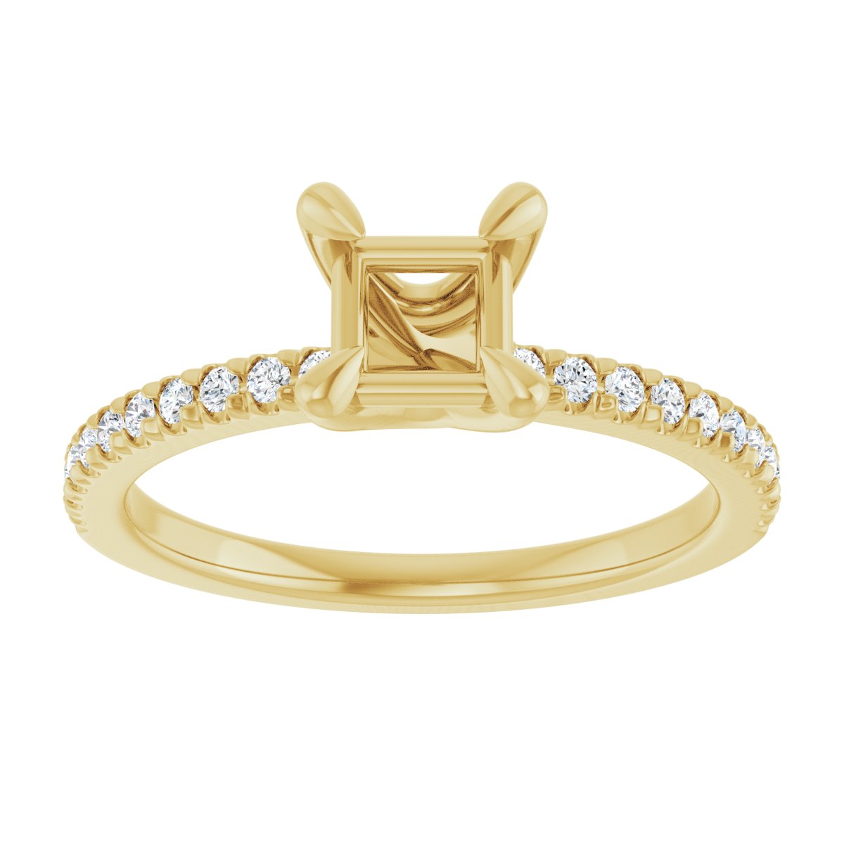 Semi-Set 1/6 CTW Square Engagement Ring (4.5 X 4.5 Mm) - gallery - Series 127283