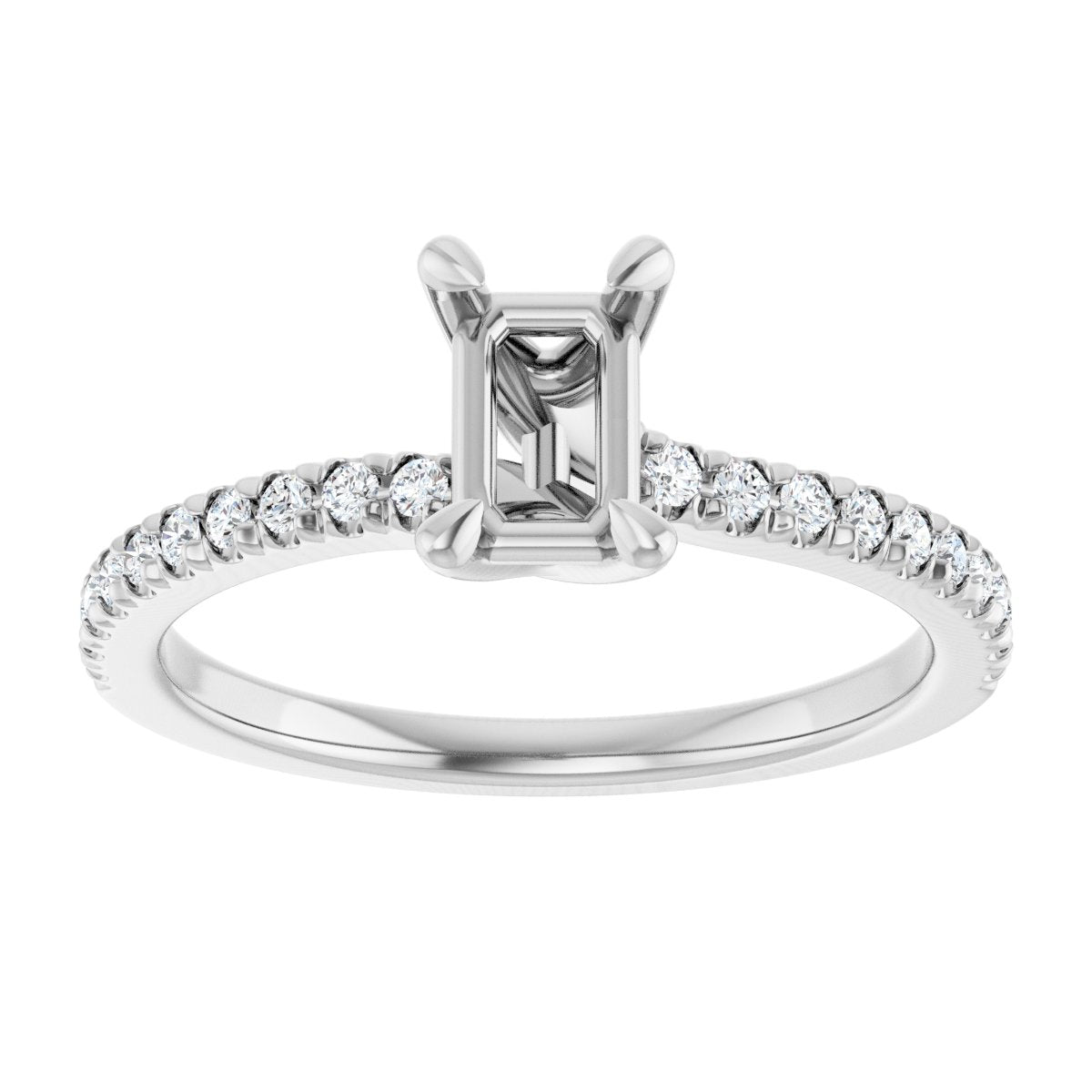 Semi-Set 1/6 CTW Emerald Engagement Ring (6 X 4 Mm) - gallery - Series 127283