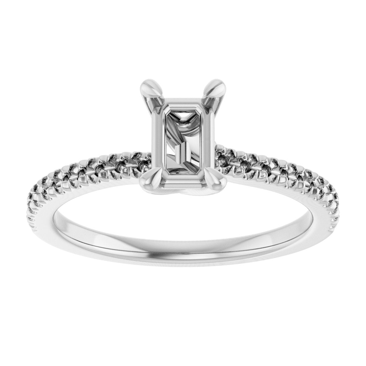 Emerald Engagement Ring (6 X 4 Mm) Mounting - gallery - Series 127283