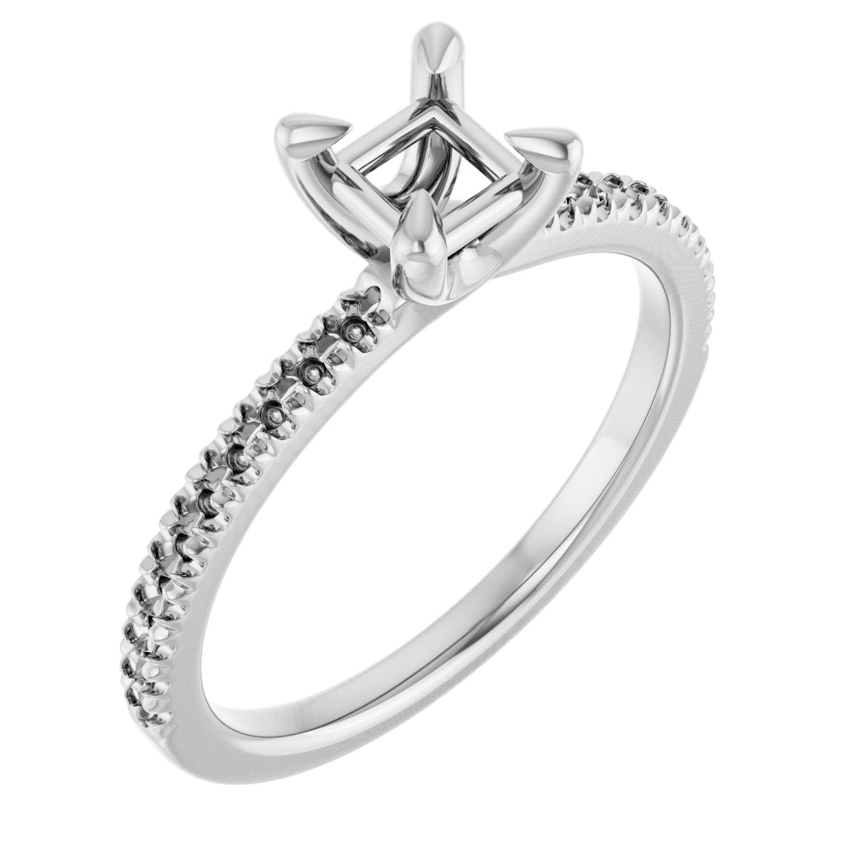 Square Engagement Ring (4 X 4 Mm) Mounting - gallery - Series 127283