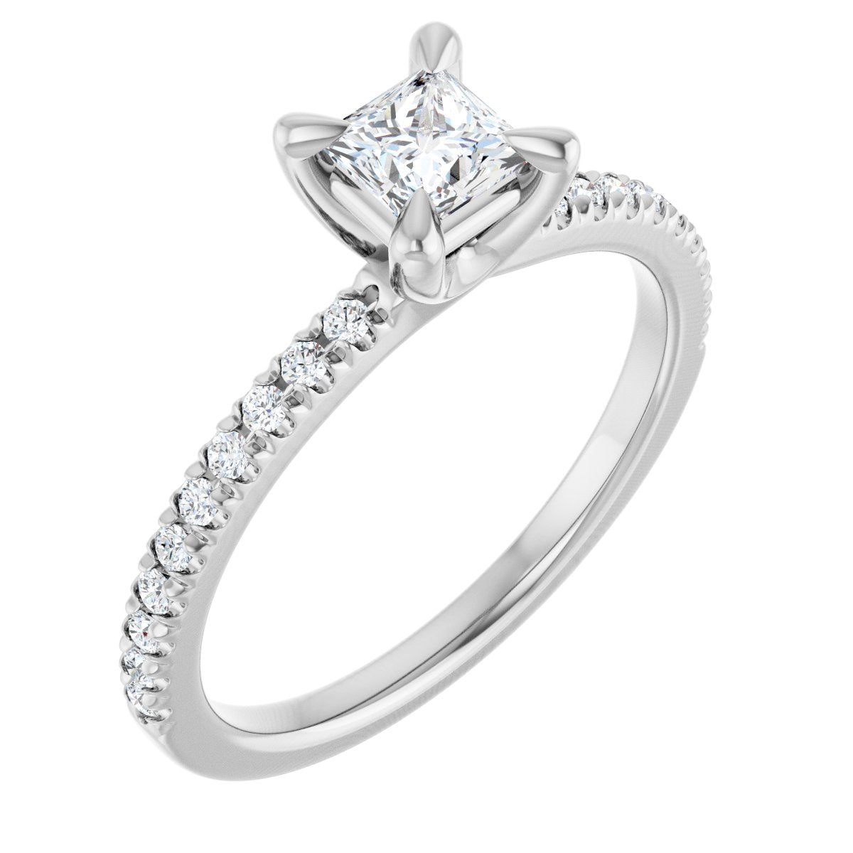 Natural Diamond Square Engagement Ring (4 X 4 Mm) Mounting - 14K Gold - Series 127283