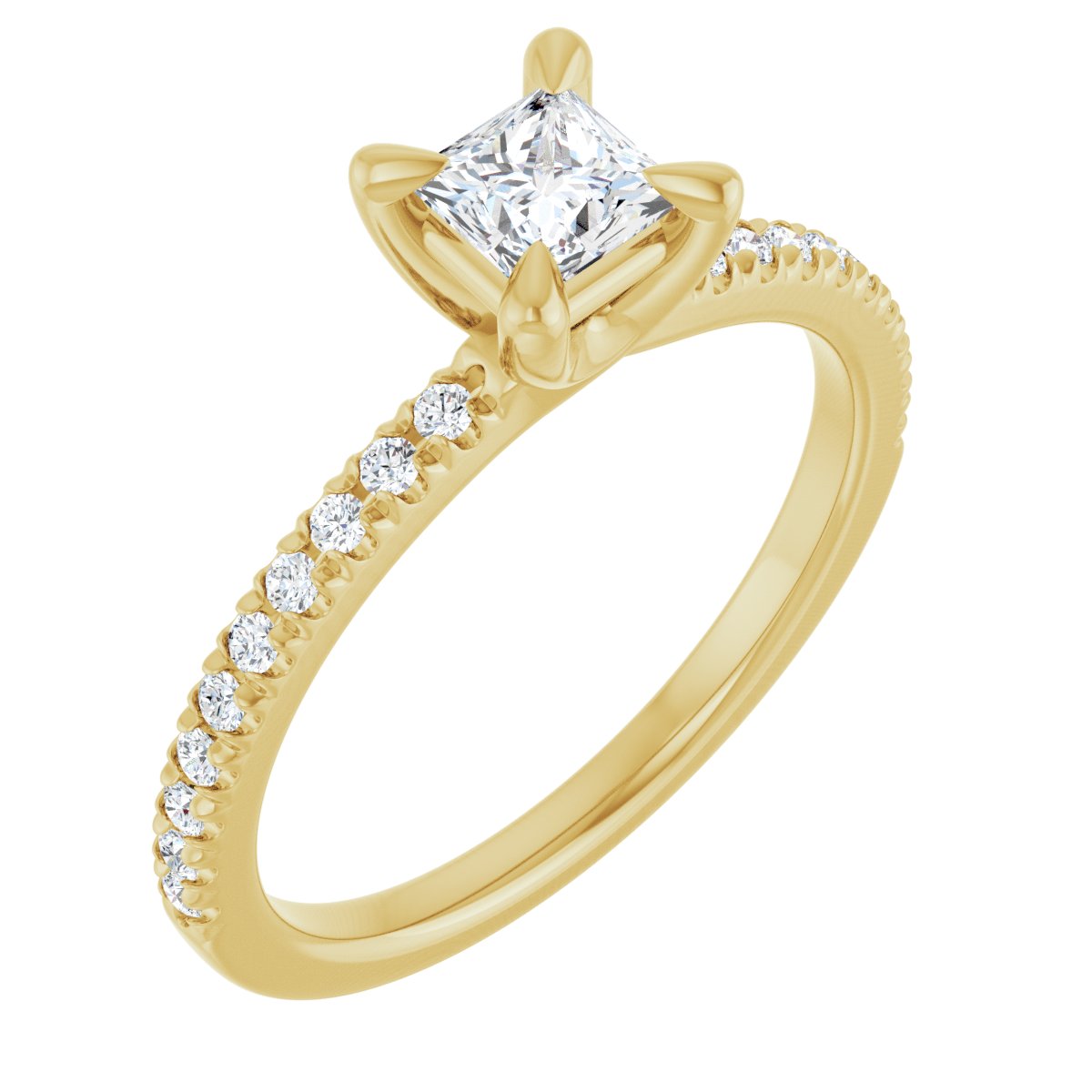 Natural Diamond Square Engagement Ring (4 X 4 Mm) Mounting - 14K Gold - Series 127283