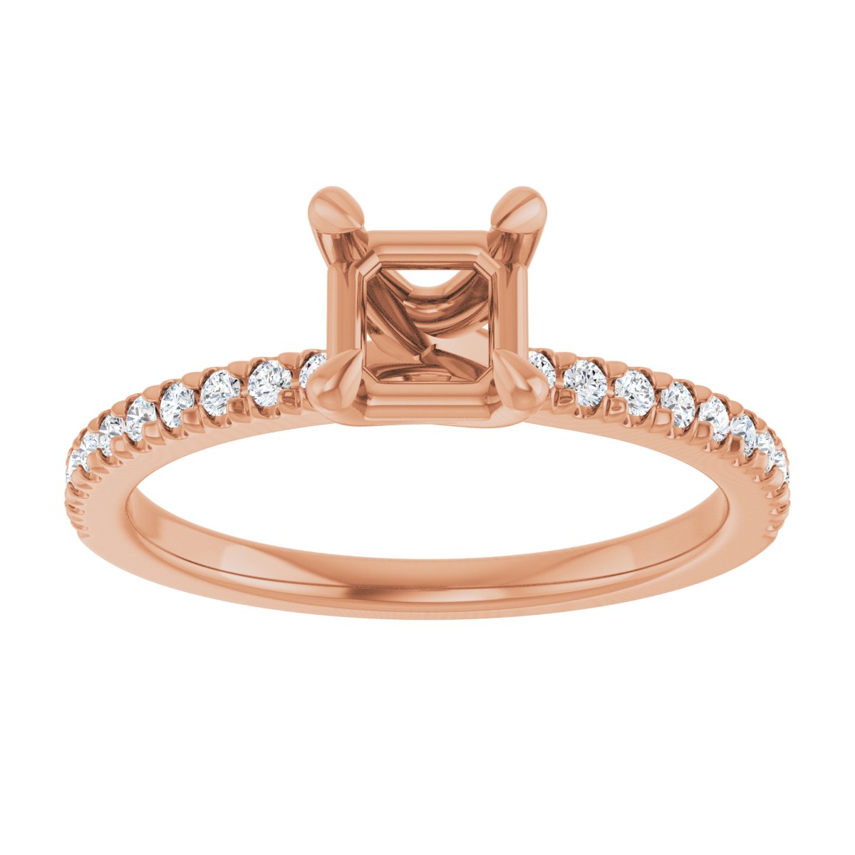 Semi-Set 1/6 CTW Asscher Engagement Ring (5 X 5 Mm) - gallery - Series 127283