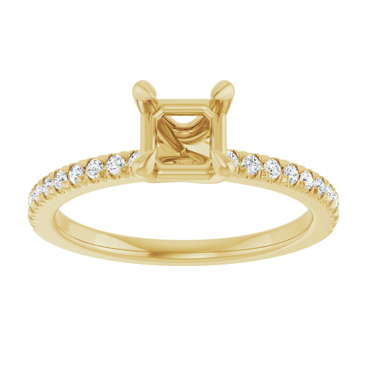 Semi-Set 1/6 CTW Asscher Engagement Ring (5 X 5 Mm) - gallery - Series 127283