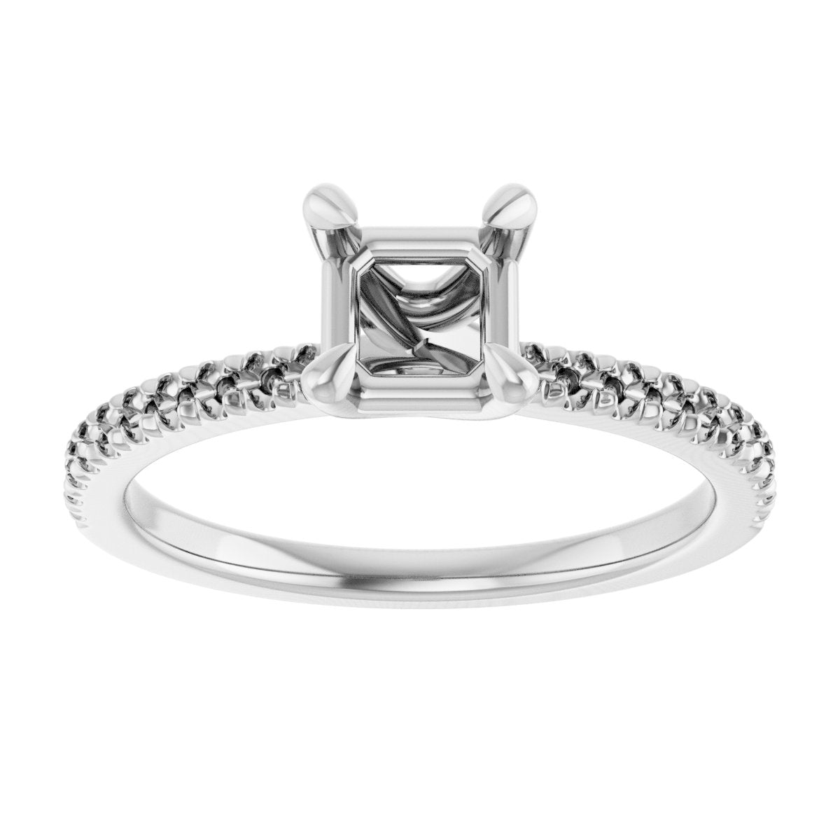 Asscher Engagement Ring (5 X 5 Mm) Mounting - gallery - Series 127283
