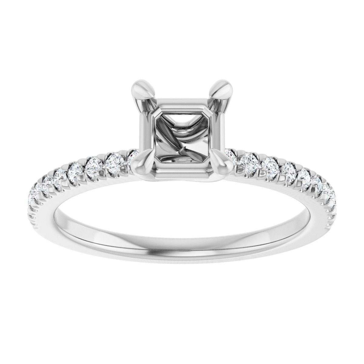 Semi-Set 1/6 CTW Asscher Engagement Ring (5 X 5 Mm) - gallery - Series 127283