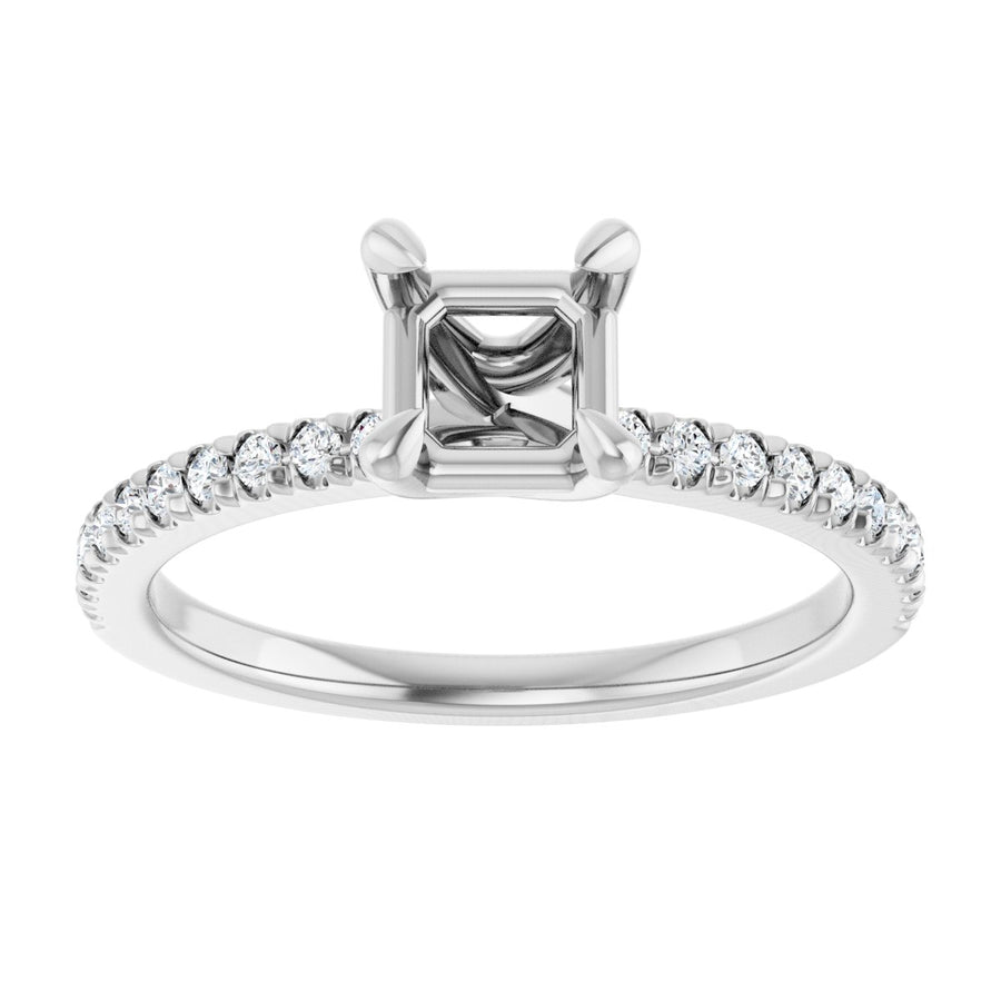 Semi-Set 1/6 CTW Asscher Engagement Ring (5 X 5 Mm) - gallery - Series 127283