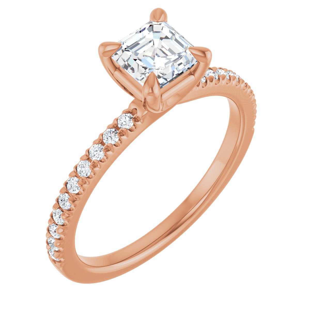 Natural Diamond Asscher Engagement Ring (5 X 5 Mm) Mounting - 14K Gold - Series 127283