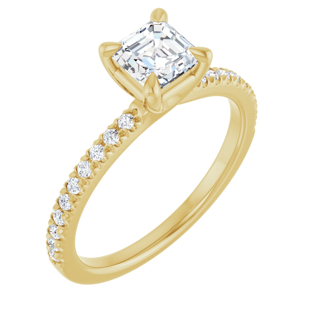 Natural Diamond Asscher Engagement Ring (5 X 5 Mm) Mounting - 14K Gold - Series 127283