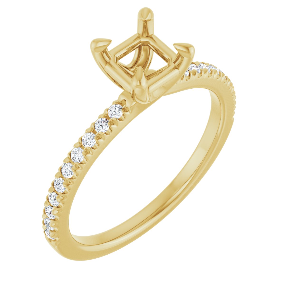 Natural Diamond Semi-Set 1/6 CTW Asscher Engagement Ring (5 X 5 Mm) - 14K Gold - Series 127283