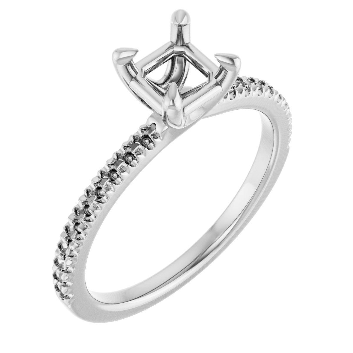 Asscher Engagement Ring (5 X 5 Mm) Mounting - gallery - Series 127283
