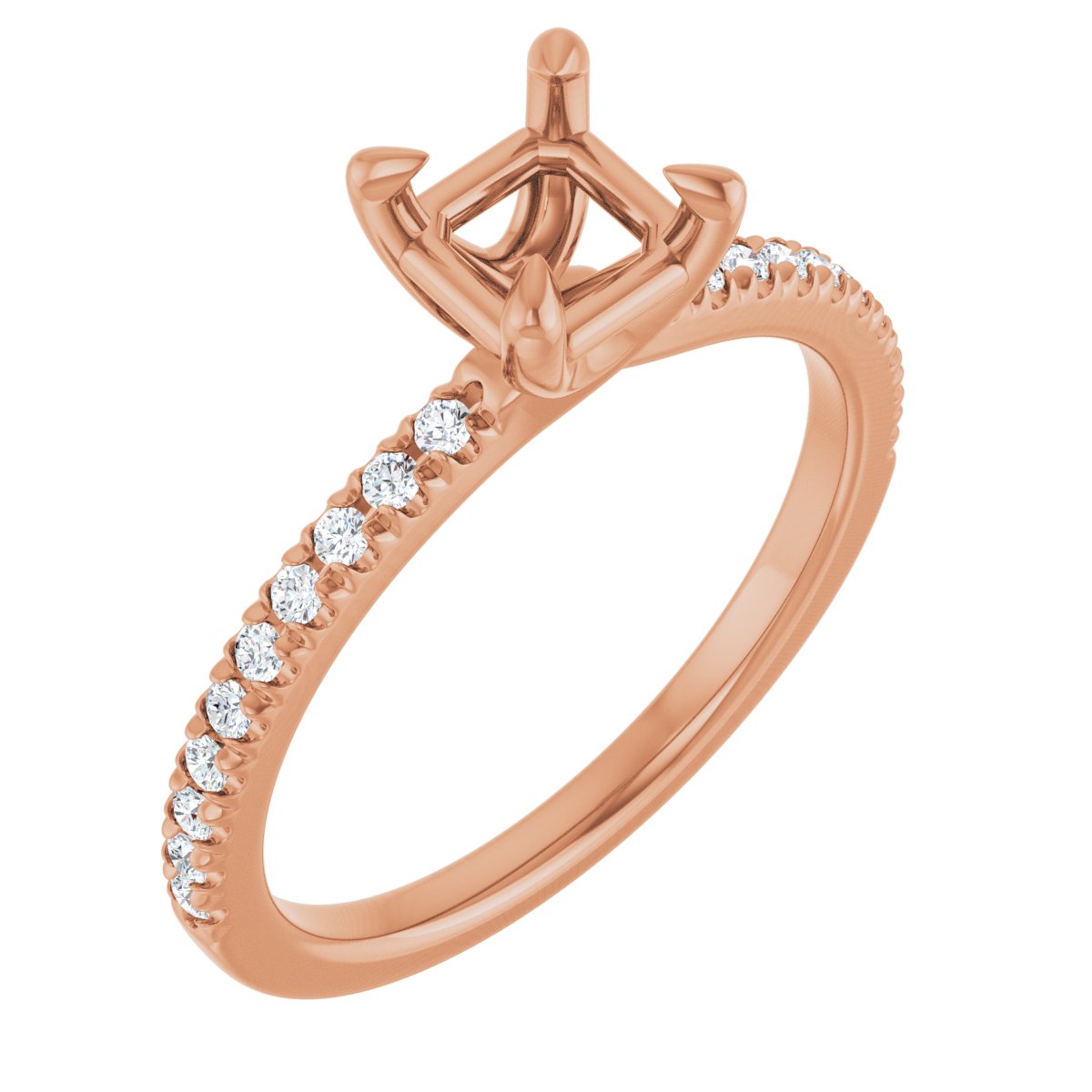 Natural Diamond Semi-Set 1/6 CTW Asscher Engagement Ring (5 X 5 Mm) - 14K Gold - Series 127283