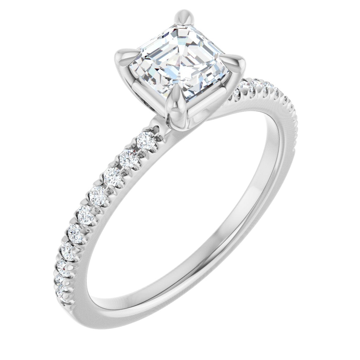 Natural Diamond Asscher Engagement Ring (5 X 5 Mm) Mounting - 14K Gold - Series 127283