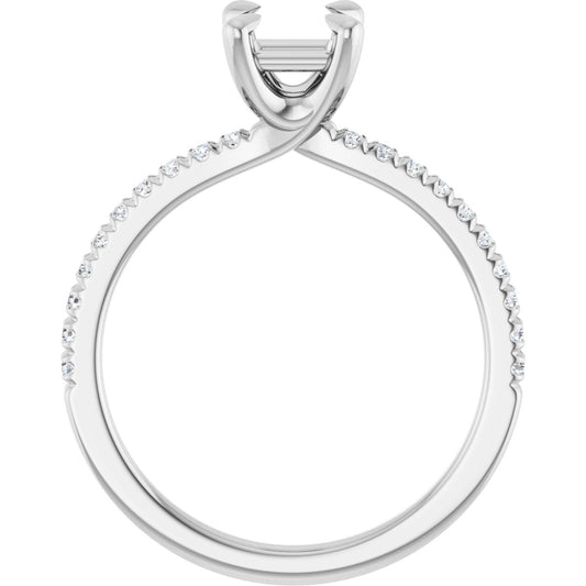 Semi-Set 1/6 CTW Square Engagement Ring (4.5 X 4.5 Mm) - gallery - Series 127283
