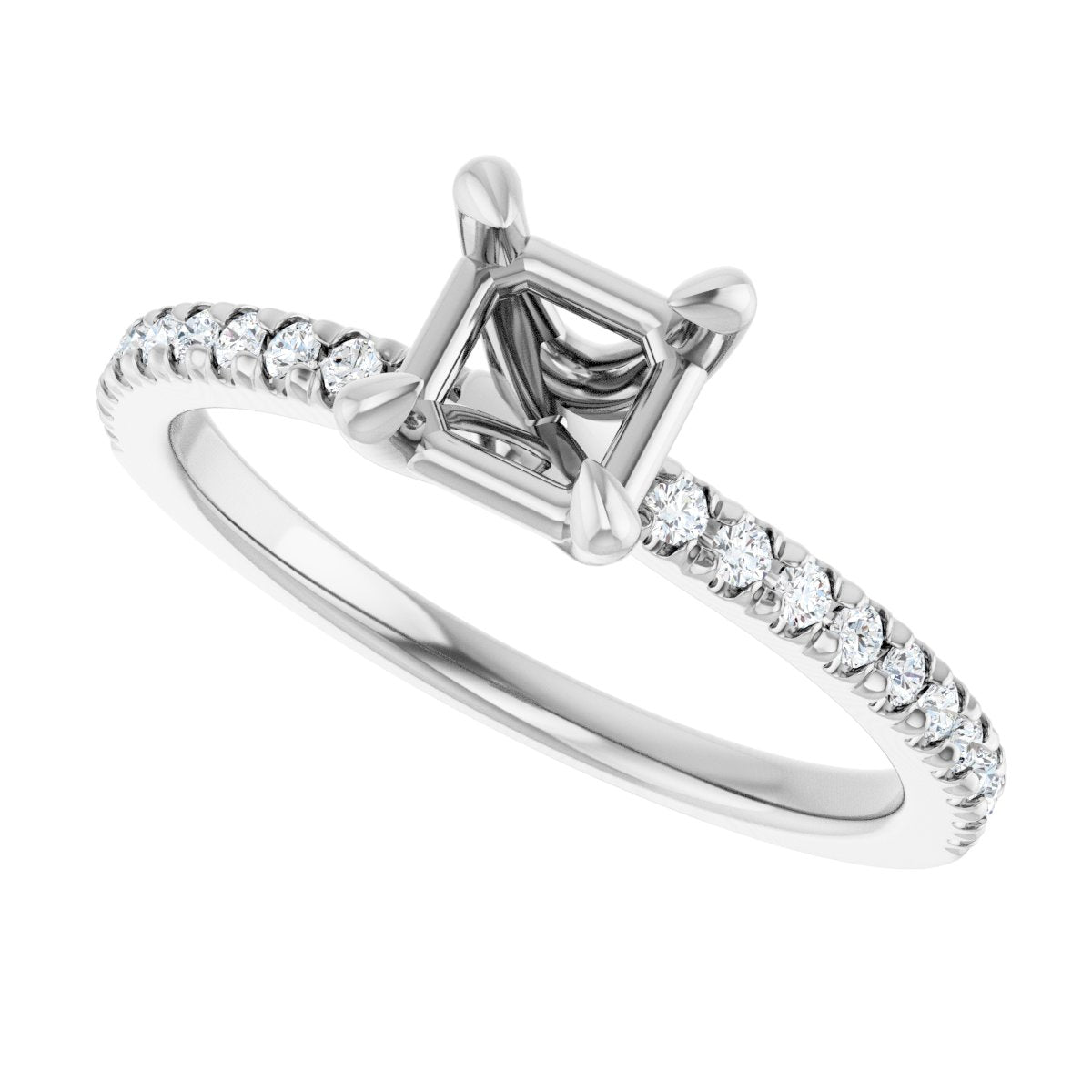 Semi-Set 1/6 CTW Asscher Engagement Ring (5 X 5 Mm) - gallery - Series 127283