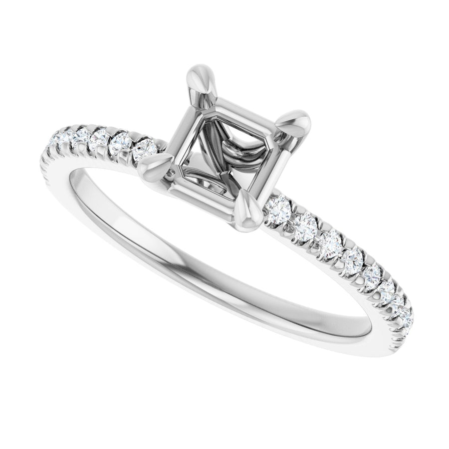 Semi-Set 1/6 CTW Asscher Engagement Ring (5 X 5 Mm) - gallery - Series 127283