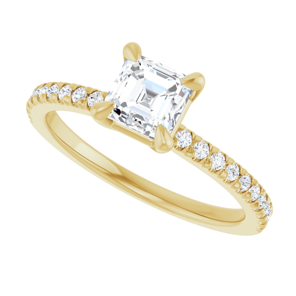 Asscher Engagement Ring (5 X 5 Mm) Mounting - gallery - Series 127283