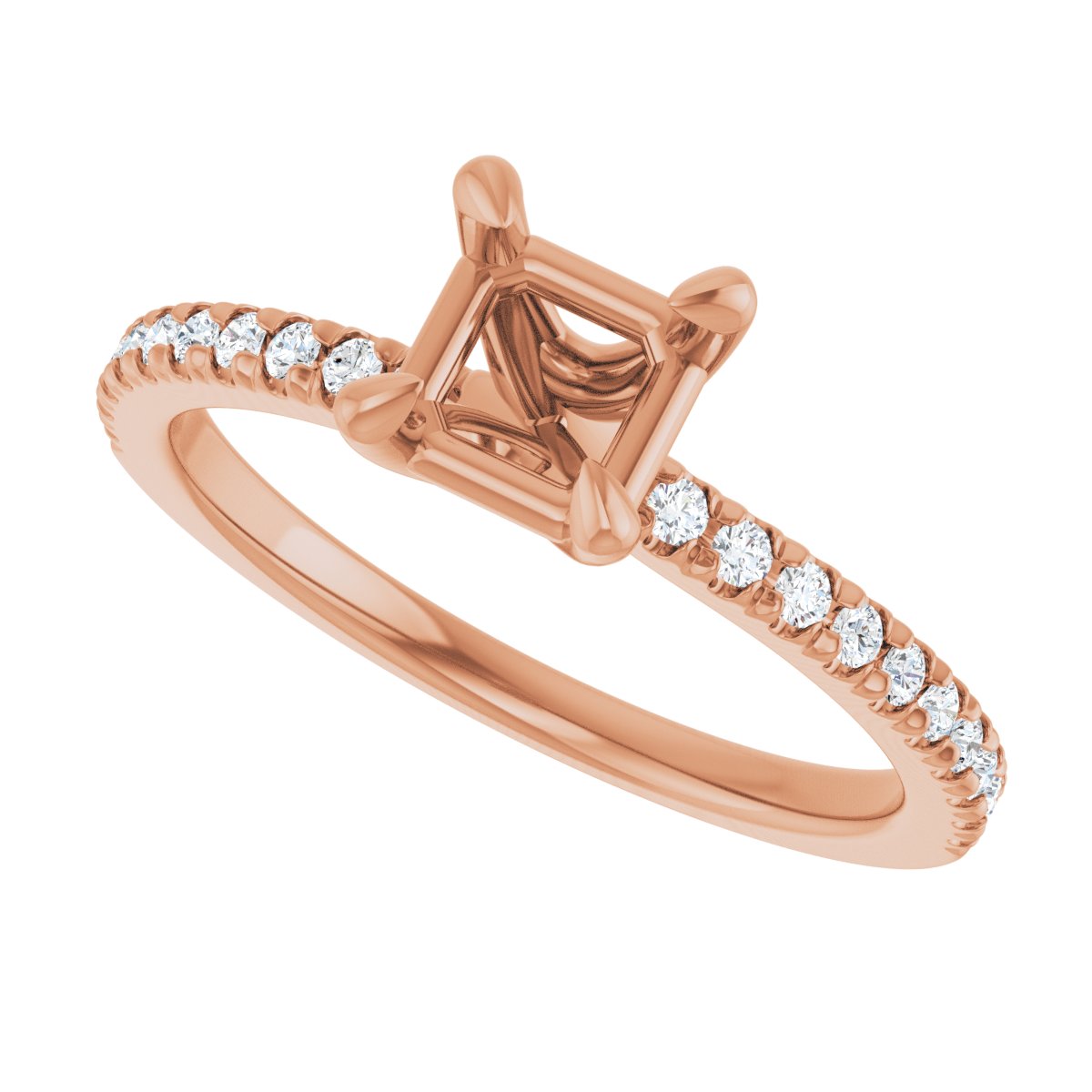 Semi-Set 1/6 CTW Asscher Engagement Ring (5 X 5 Mm) - gallery - Series 127283