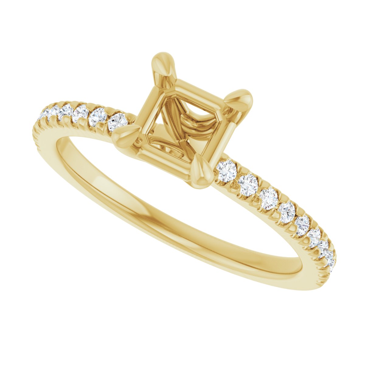 Semi-Set 1/6 CTW Asscher Engagement Ring (5 X 5 Mm) - gallery - Series 127283