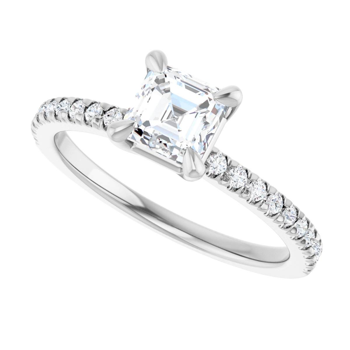 Asscher Engagement Ring (5 X 5 Mm) Mounting - gallery - Series 127283