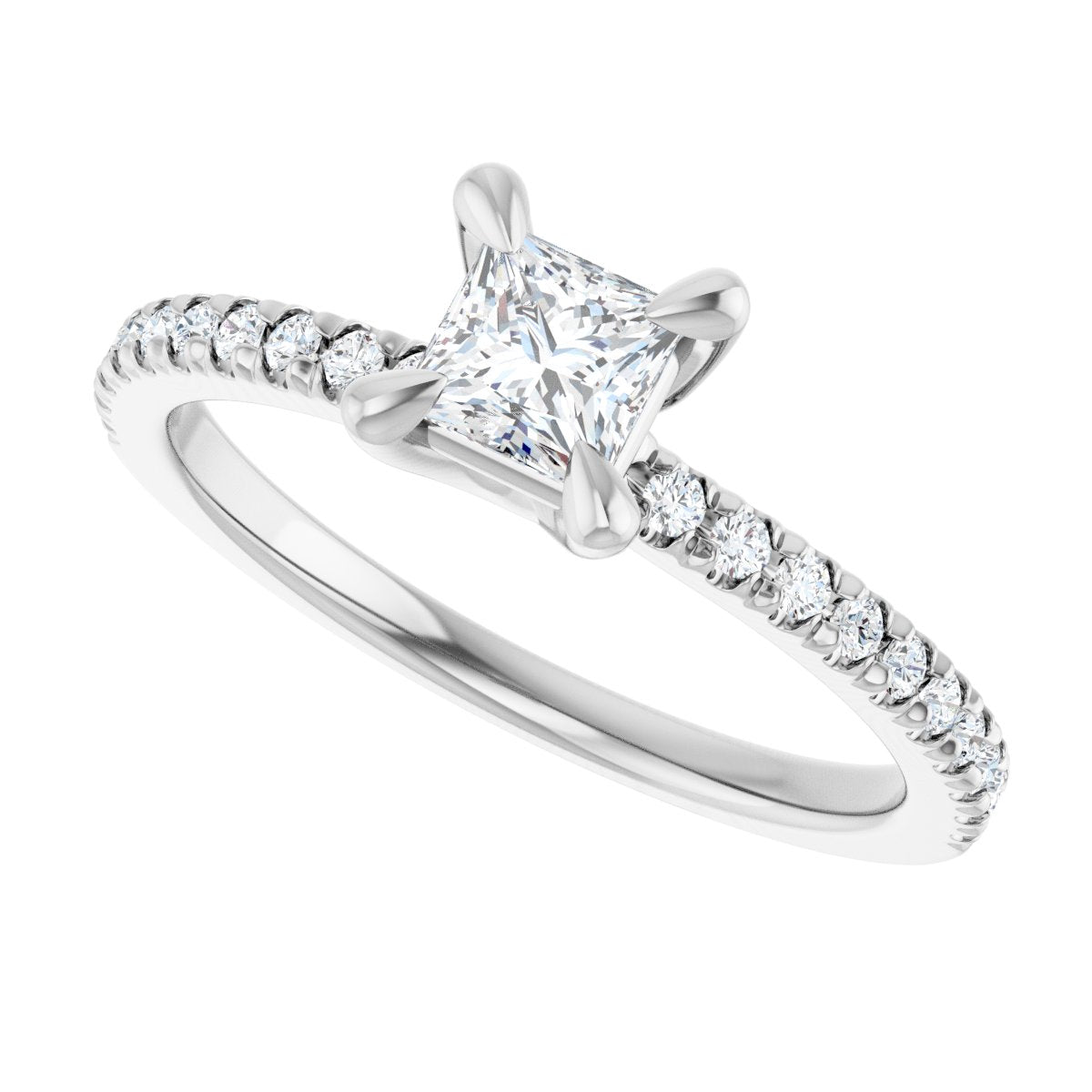 Square Engagement Ring (4 X 4 Mm) Mounting - gallery - Series 127283