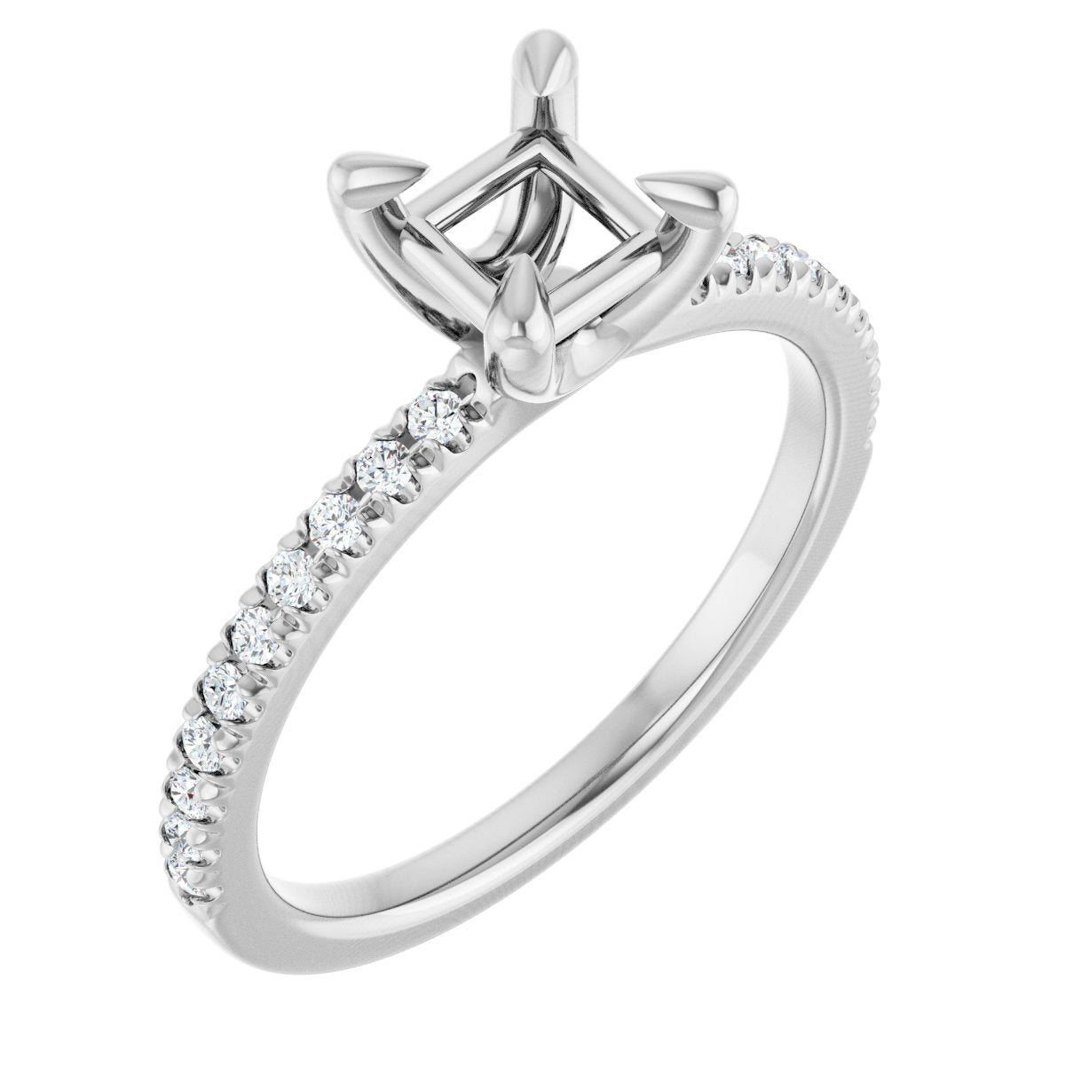 Natural Diamond Semi-Set 1/6 CTW Square Engagement Ring (4.5 X 4.5 Mm) - 14K Gold - Series 127283