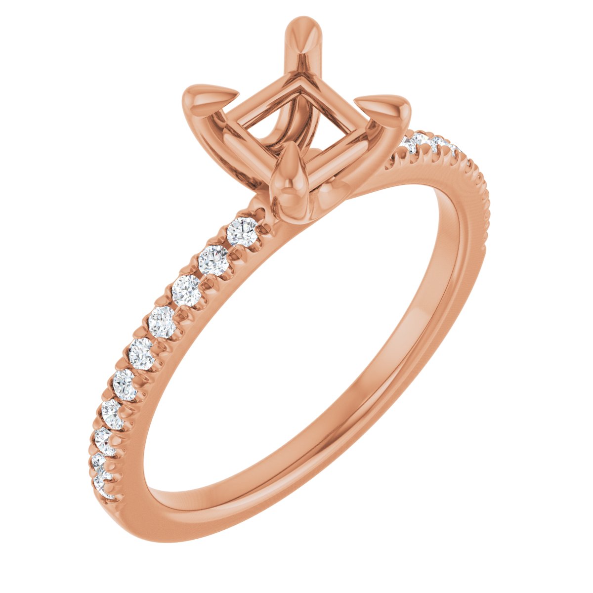 Natural Diamond Semi-Set 1/6 CTW Square Engagement Ring (4.5 X 4.5 Mm) - 14K Gold - Series 127283