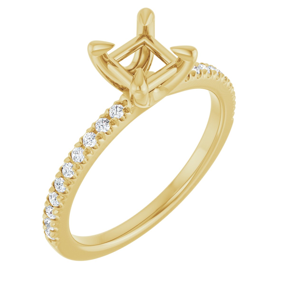 Natural Diamond Semi-Set 1/6 CTW Square Engagement Ring (4.5 X 4.5 Mm) - 14K Gold - Series 127283