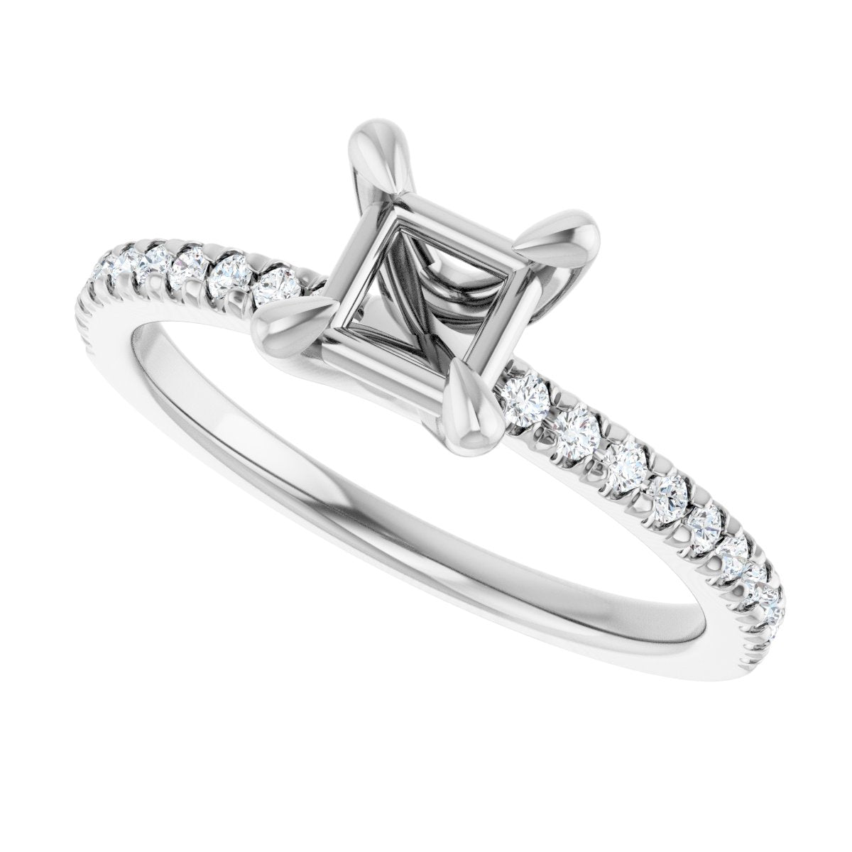 Semi-Set 1/6 CTW Square Engagement Ring (4.5 X 4.5 Mm) - gallery - Series 127283