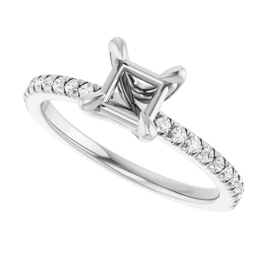 Semi-Set 1/6 CTW Square Engagement Ring (4.5 X 4.5 Mm) - gallery - Series 127283