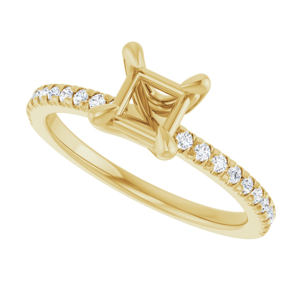 Semi-Set 1/6 CTW Square Engagement Ring (4.5 X 4.5 Mm) - gallery - Series 127283