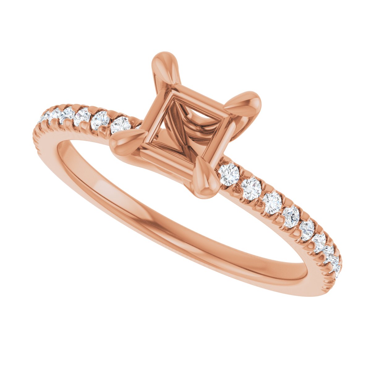 Semi-Set 1/6 CTW Square Engagement Ring (4.5 X 4.5 Mm) - gallery - Series 127283