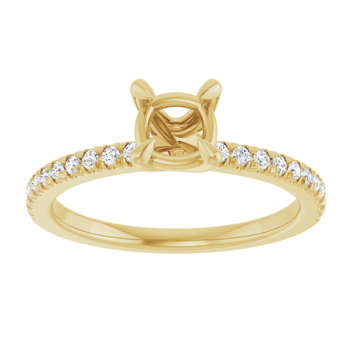 Semi-Set 1/6 CTW Cushion Engagement Ring (5 X 5 Mm) - gallery - Series 127283
