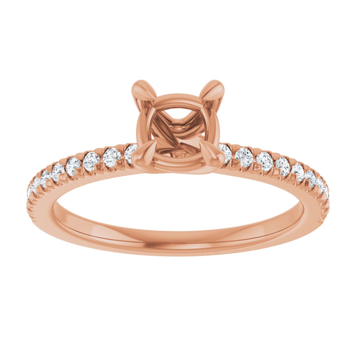 Semi-Set 1/6 CTW Cushion Engagement Ring (5 X 5 Mm) - gallery - Series 127283