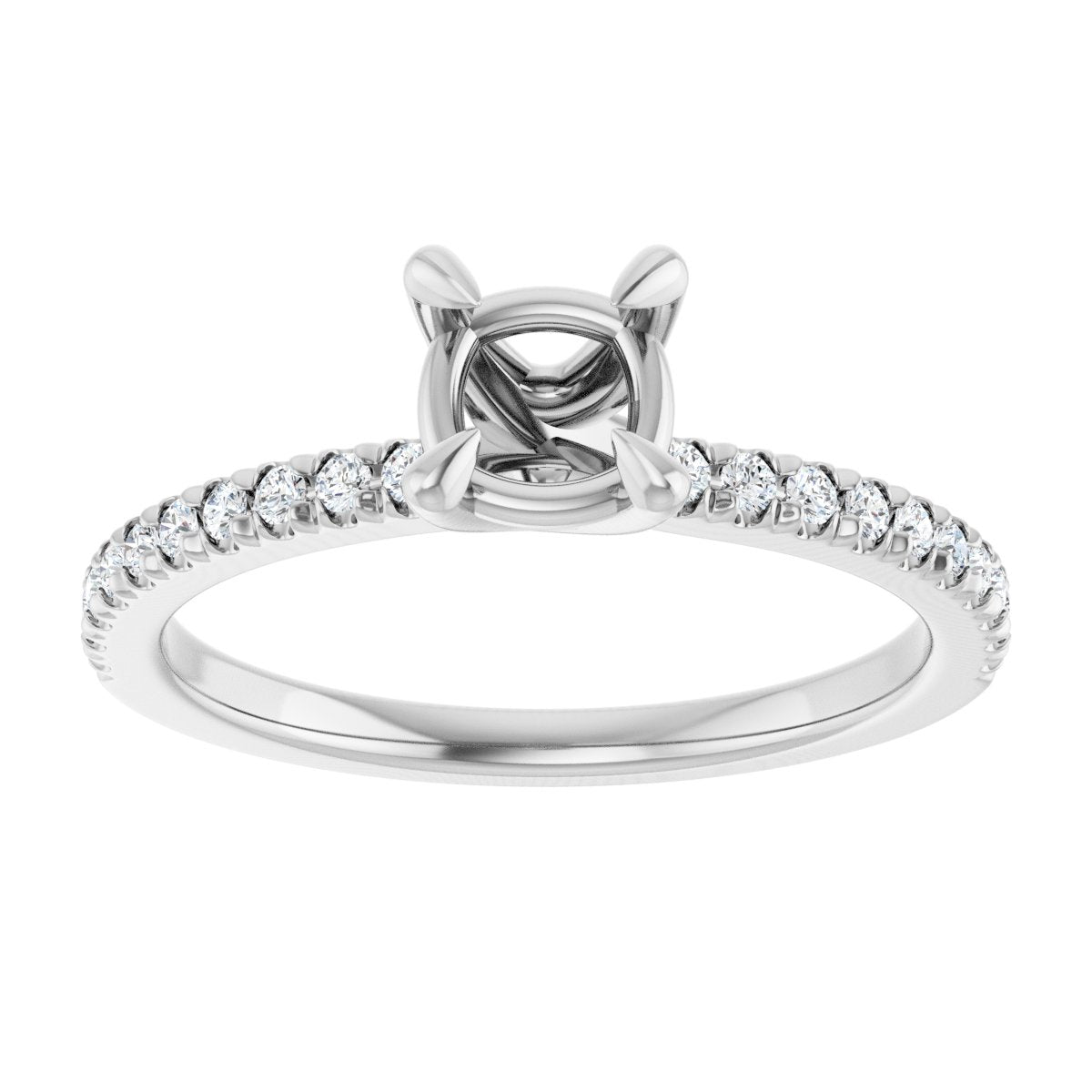 Semi-Set 1/6 CTW Cushion Engagement Ring (5 X 5 Mm) - gallery - Series 127283