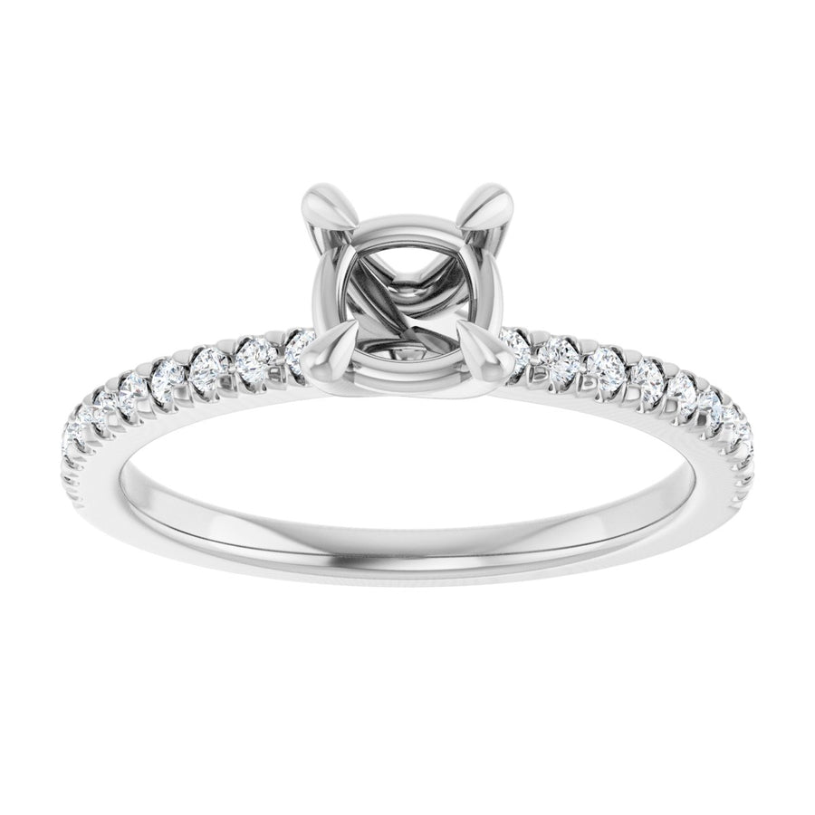 Semi-Set 1/6 CTW Cushion Engagement Ring (5 X 5 Mm) - gallery - Series 127283