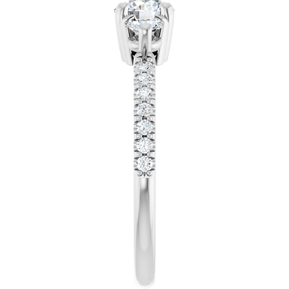 Round Three-Stone Engagement Ring Semi-Mount - gallery - Series 123260