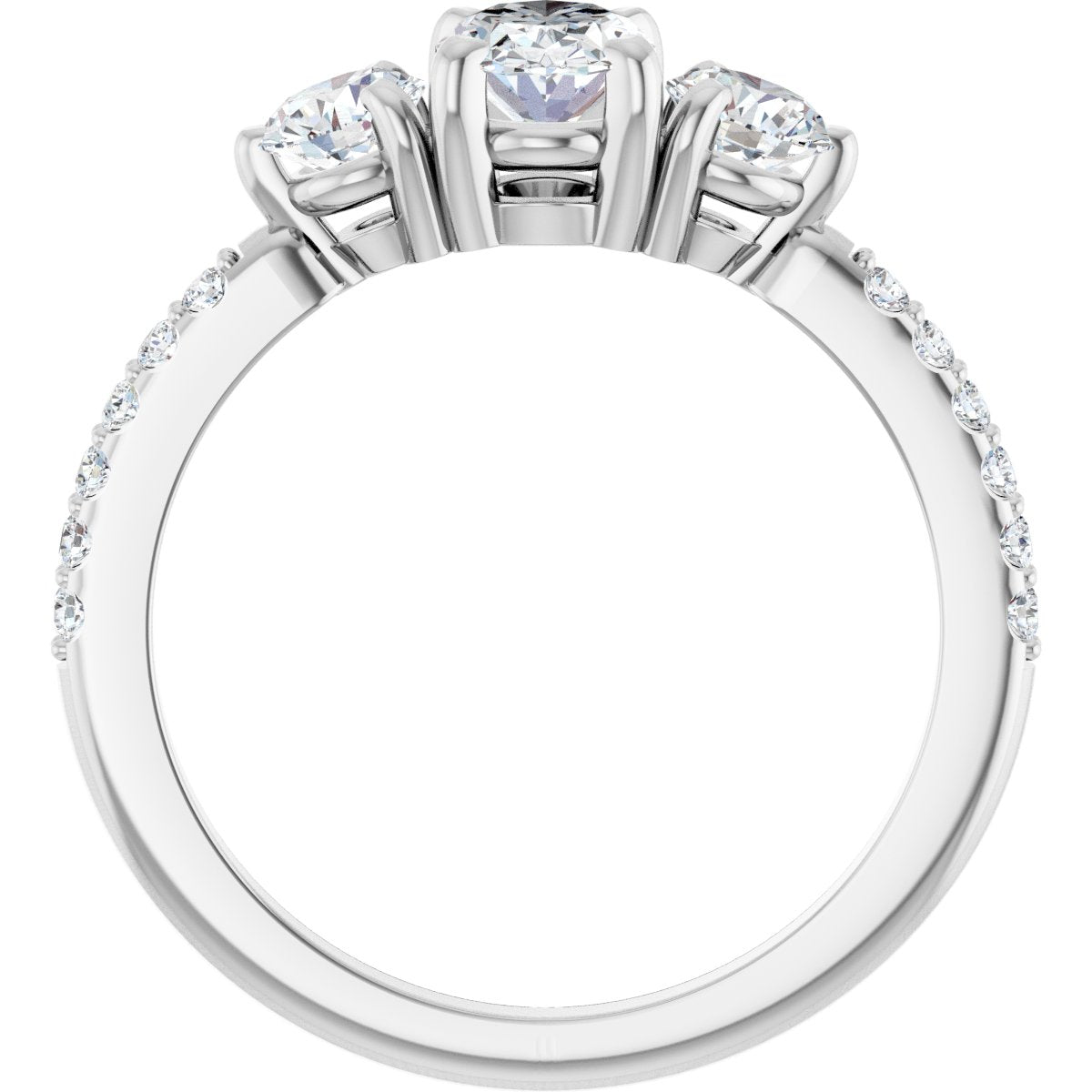 Oval Three-Stone Engagement Ring Semi-Mount - gallery - Series 123260