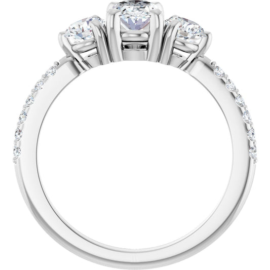 Oval Three-Stone Engagement Ring Semi-Mount - gallery - Series 123260