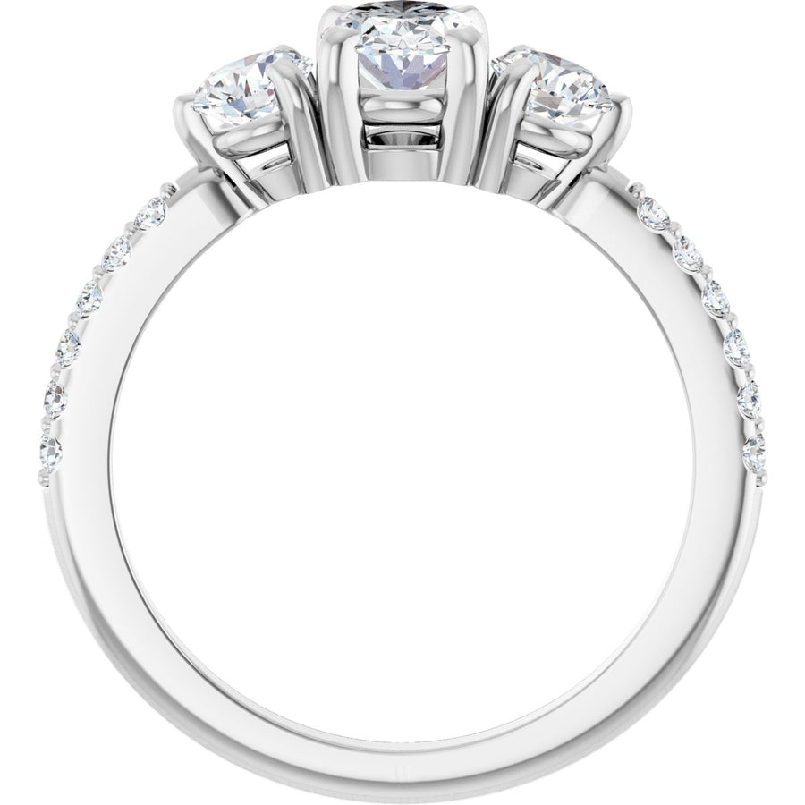 Oval Three-Stone Engagement Ring Semi-Mount - gallery - Series 123260