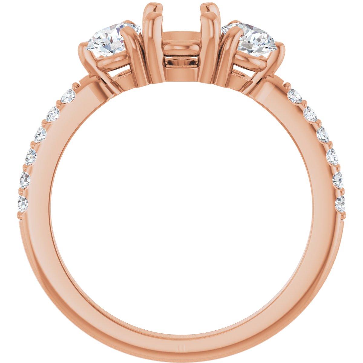 Oval Three-Stone Engagement Ring Semi-Mount - gallery - Series 123260