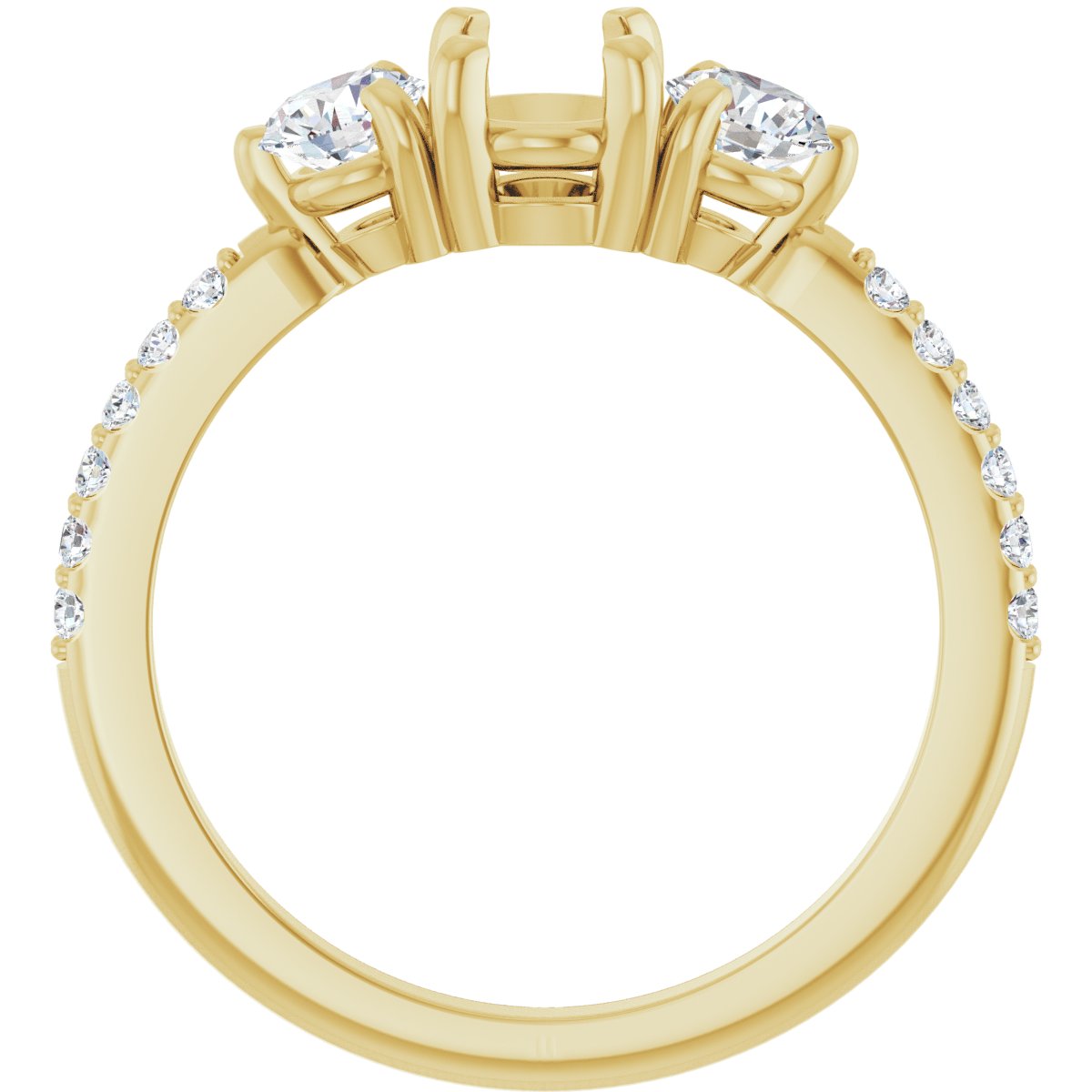 Oval Three-Stone Engagement Ring Semi-Mount - gallery - Series 123260