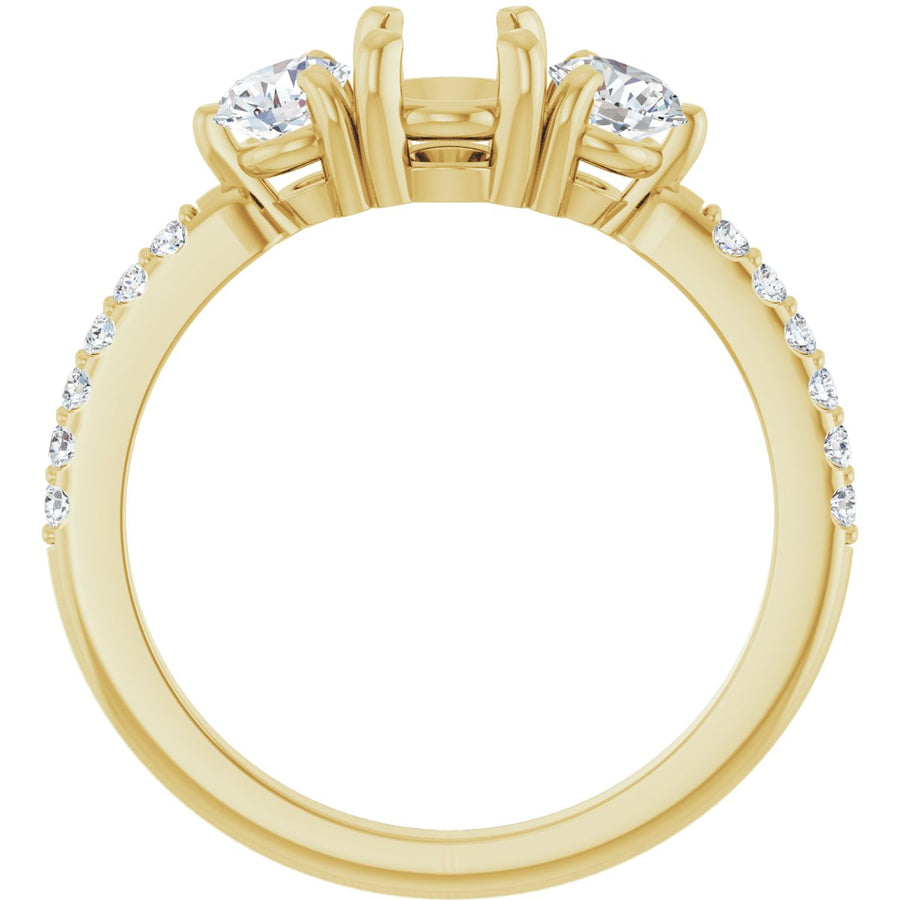 Oval Three-Stone Engagement Ring Semi-Mount - gallery - Series 123260