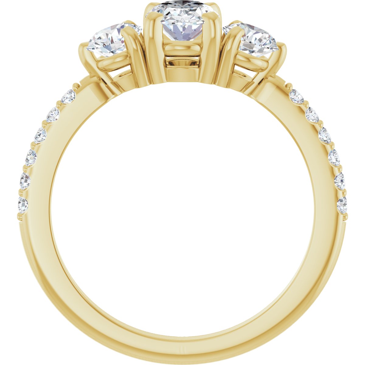 Oval Three-Stone Engagement Ring Semi-Mount - gallery - Series 123260