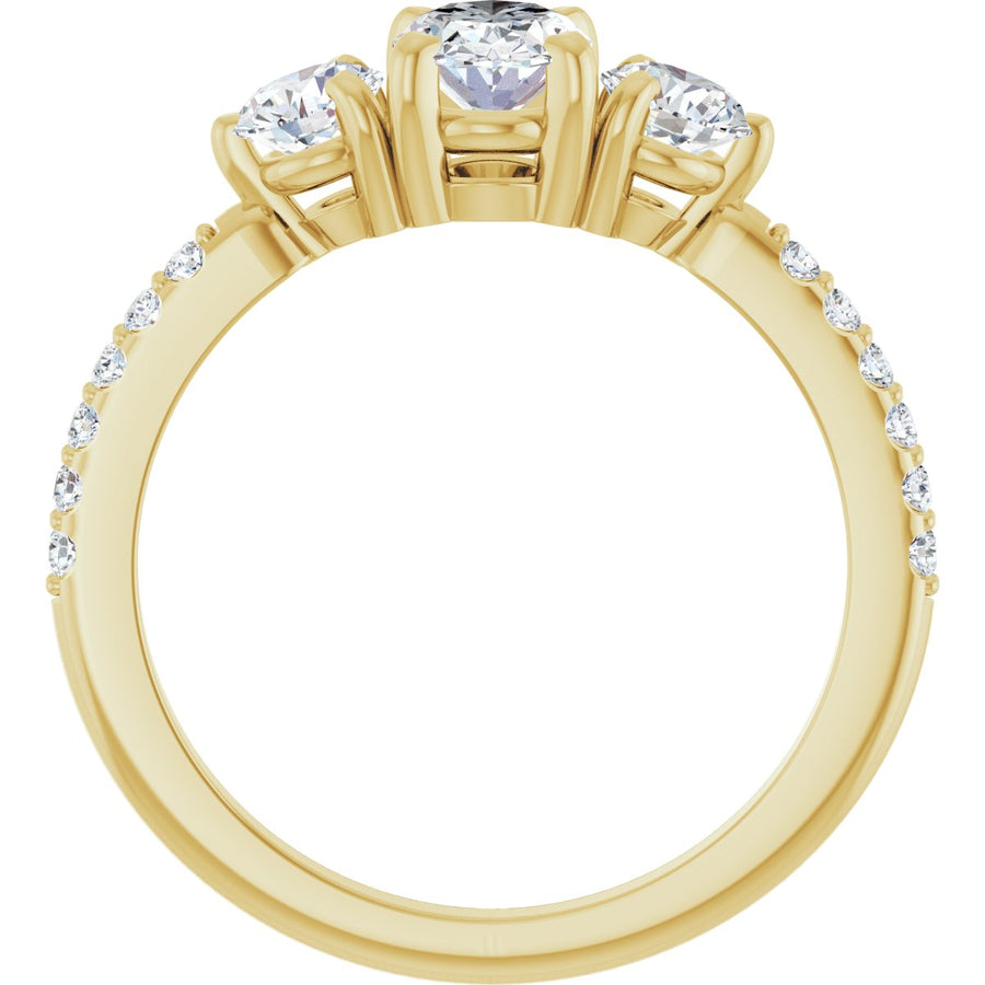Oval Three-Stone Engagement Ring Semi-Mount - gallery - Series 123260