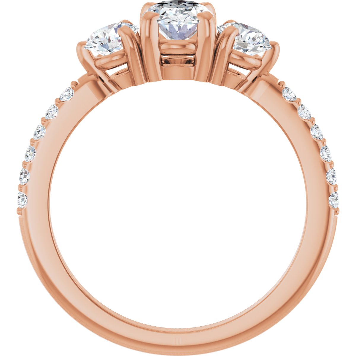 Oval Three-Stone Engagement Ring Semi-Mount - gallery - Series 123260